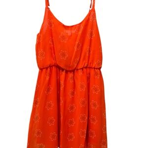 Lush Orange Mini Dress with Eyelet Details